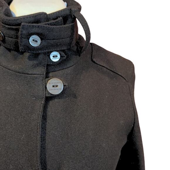 Burberry Black Trench Coat Wool Belted Single Breasted Long Jacket US10 UK12 - Picture 8 of 13